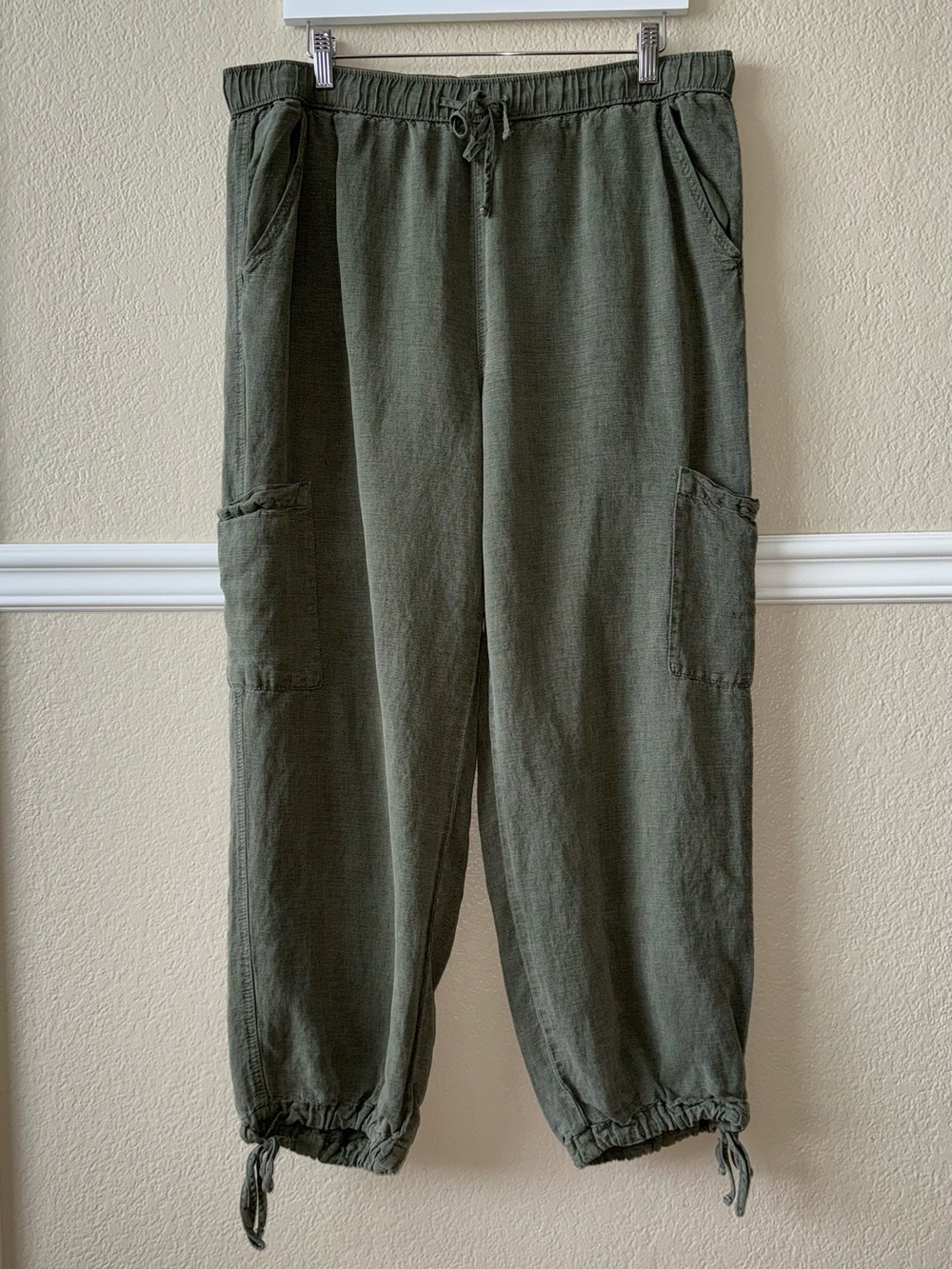 Joie Linen Lyocell Cargo Jogger Pants Olive Green Size XL